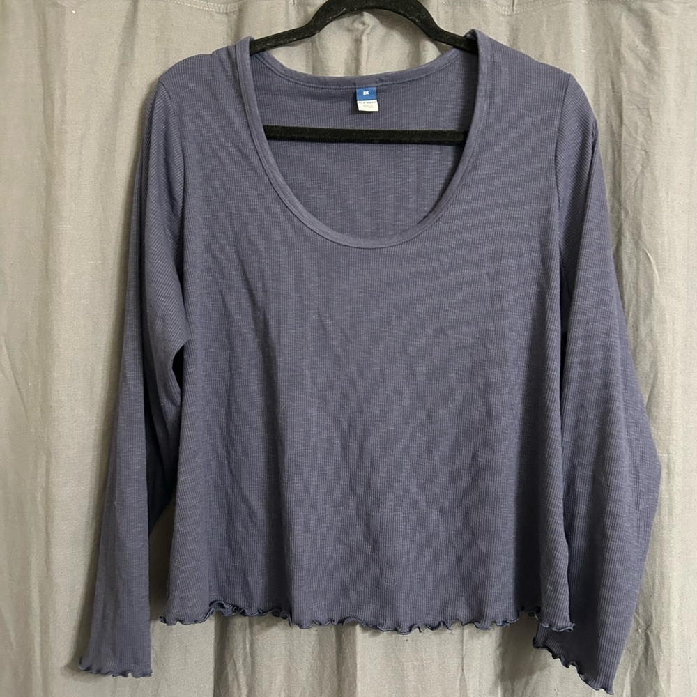 Old Navy Blue Crop Long Sleeve Tee